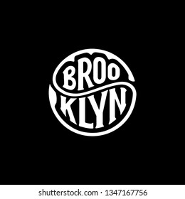 Brooklyn. Tee print with slogan. Typography for t shirt. Handwritten circular calligraphy lettering for greeting cards, posters, prints for home decorations. Vector illustration