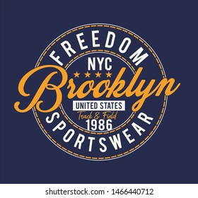 Brooklyn for tee shirt graphics, badge style.  Vector illustrations