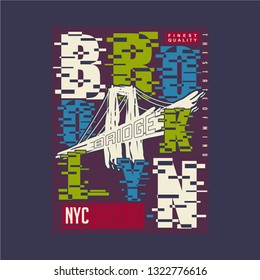 brooklyn text frame abstract graphic typography vector design for printed t shirt