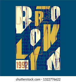 brooklyn text frame abstract graphic typography vector design for printed t shirt