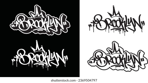 Brooklyn text in graffiti tag font style. Graffiti text vector illustrations.