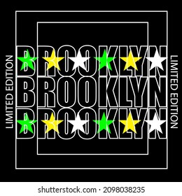 Brooklyn typography for clothes design. Graphics for print product
