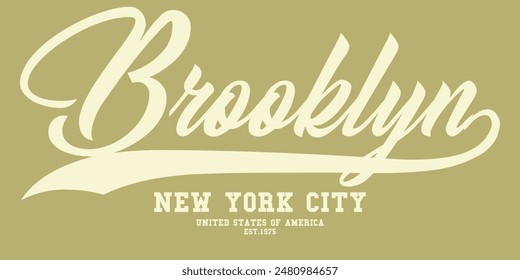 brooklyn typography college varsity, Vintage college style new york, brooklyn slogan print - Retro varsity text for graphic tee t shirt or sweatshirt hoodie.eps8