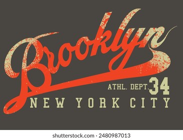 brooklyn typography college varsity, Vintage college style new york, brooklyn slogan print - Retro varsity text for graphic tee t shirt or sweatshirt hoodie.eps8