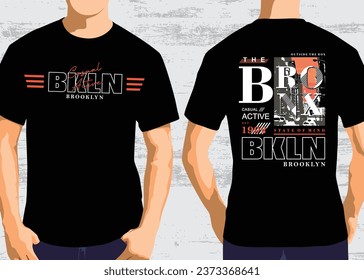 Brooklyn typography design, front and back t-shirt graphic design vector