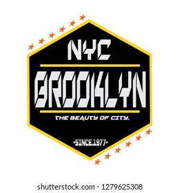 brooklyn typography design t shirt vector artistic,logo trendy apparel print,nyc,arts