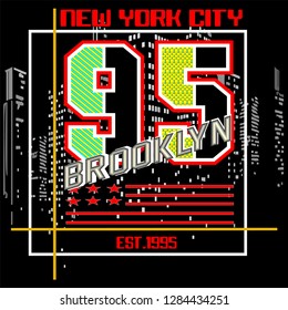 brooklyn typography design t shirt vector artistic,city clothes illustration,ny trendy apparel