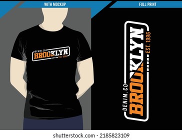 Brooklyn typography design with t-shirt mockup, vector illustration