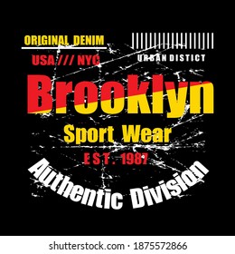 Brooklyn typography design t-shirt print vector illustration 