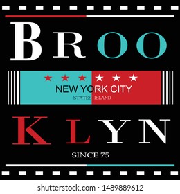 BROOKLYN typography graphic design artistic line concept for trendy t shirt print,illustration art - vector