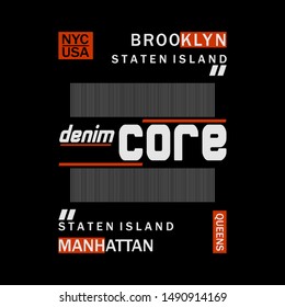 Brooklyn typography graphic design artistic line concept for trendy apparel print,denim core,illustration art - vector  