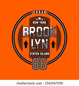 brooklyn typography graphic design authentic line concept for trendy t shirt print,vector illustration,art