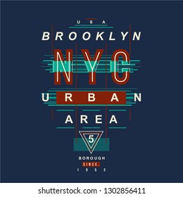 brooklyn typography graphic design for printed t shirt