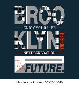 Brooklyn typography graphic design for trendy t shirt print,artistic line concept,illustration art,letter style - vector 