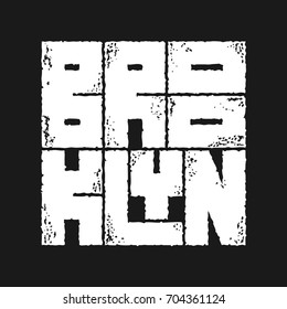 Brooklyn Typography in a grunge style. Vintage concept for print production. T-shirt fashion Design. Template for postcard, banner, flyer.