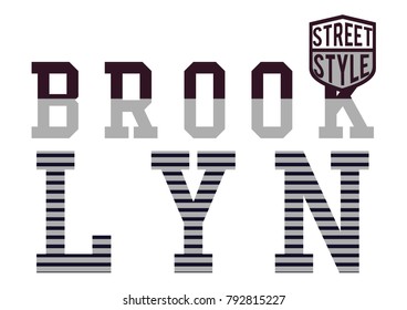 Brooklyn typography with patch, t-shirt graphics