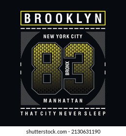 Brooklyn typography tee graphic design for t-shirt, vector illustration