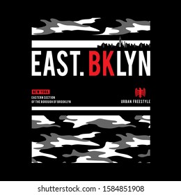 Tipografía de Brooklyn, gráficos de pantalones de tee, vectores