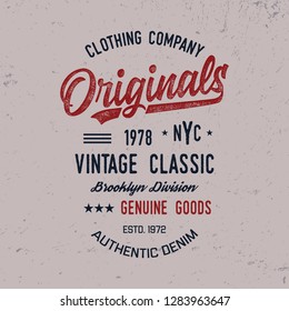 Brooklyn typography. Textured vintage vector t-shirt and apparel design, print, logo, poster. Vector