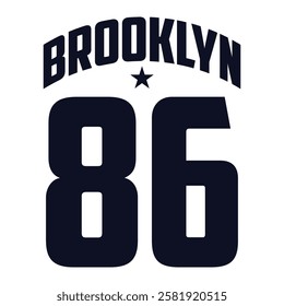 Brooklyn typography for t-shirt print grunge style. Athletic patches collection for tee graphic. T-shirt design. Vector illustration.