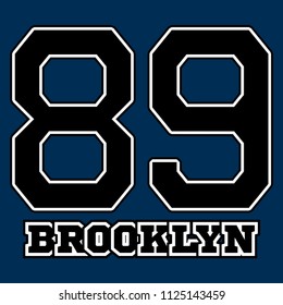Brooklyn typography for t-shirt print. Sports, athletic t-shirt graphics.