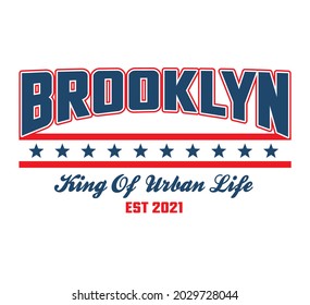 
BROOKLYN Typography T-Shirt, Stamp, tee print, applique, fashion slogan, badge, label clothing, jeans, or other printing products Design Vector illustration By Design For You