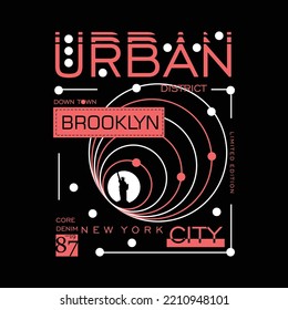 brooklyn urban city text frame graphic typography vector print t shirt, wall murals