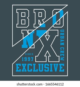 brooklyn, urban crew exclusive Typography Design, For T-shirt Printing, Vector Illustration