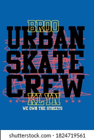 brooklyn urban skate crew,t-shirt design fashion vector