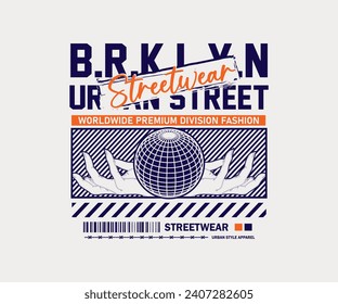 slogan urbano de brooklyn tipografía moderna y elegante, ilustración de diseño abstracto vectorial para camiseta impresa, tipografía, afiche, ropa de calle, capucha, etc