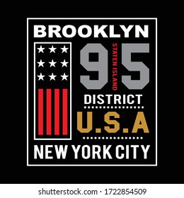 brooklyn usa 95 typography, vector illustration for print