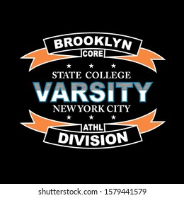 brooklyn varsity division tee element graphic t shirt for print vector illustration design