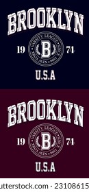 Brooklyn varsity league college slogan vector illustration for t-shirt and other uses