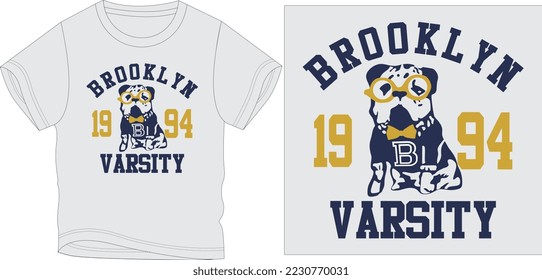 BROOKLYN VARSITY t shirt graphic design vector illustration \