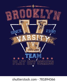 Brooklyn And Varsity Team Logo Printing.Vector Illustration.