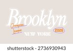 Brooklyn Varsity Typography Vector T Shirt Design with Vintage Collegiate Style New York Slogan