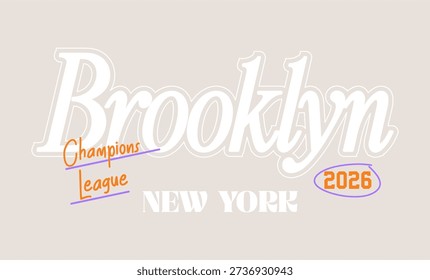 Brooklyn Varsity Typography Vector T Shirt Design with Vintage Collegiate Style New York Slogan
