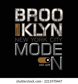 Brooklyn vintage original brand graphic for t-shirt. Design clothes with grunge. Authentic apparel typography. sportswear print. Vector illustration. 