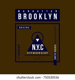 brooklyn vintage typography graphic vector design illustration, for t shirt printed product