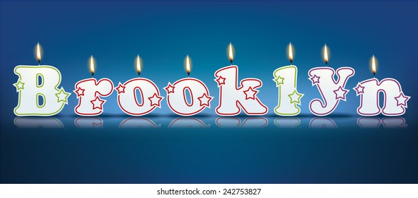 BROOKLYN written with burning candles - vector illustration