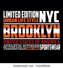 Brooklyn,new york athletic typography vector illustration for t shirt