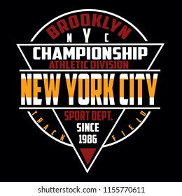 Brooklyn,new york sport athletic typography vector illustration for t shirt