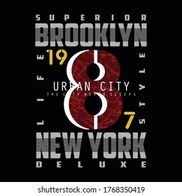 brooklyn,new york,urban city tee typography graphic t shirt print vector illustration design