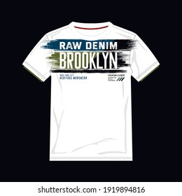 Brooklyn,raw denim typography graphic design, for t-shirt prints, vector illustration
