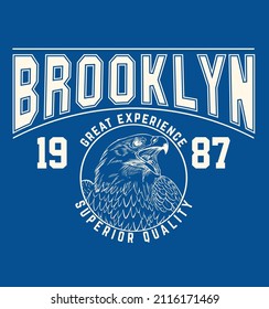 Brooklyn.Retro universitario varsity typography california slogan print, ilustración vectorial, para el gráfico de camisetas.