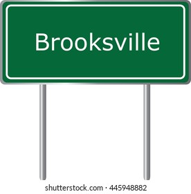 Brooksville , Florida , road sign green vector illustration, road table, USA city