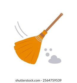 Broom , Autumn Isolated Vector Illustration