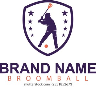 broom ball sports logo design