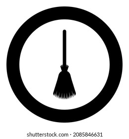 Broom besom broomstick icon in circle round black color vector illustration image solid outline style simple