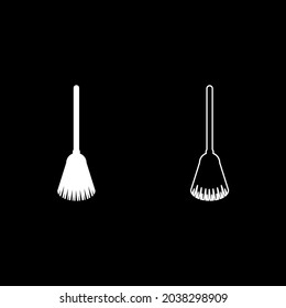 Broom Besom made from twigs Tool for cleaning Sweep concept Panicle Halloween accessory icon white color vector illustration flat style image set
